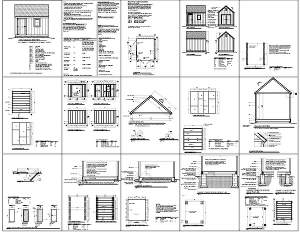 Free 10x10 Shed Plans Blueprints by 8'x10'x12'x14'x16'x18'x20 ...