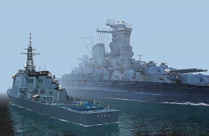 【画像】戦艦「大和」デカ過ぎワロタｗｗイージス艦が完全におもちゃ