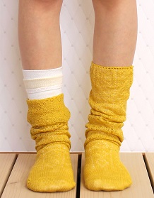 リネン透かし編み靴下