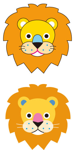 ライオンのイラストの続き ペーパークラフト動物園へようこそ