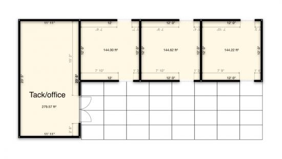Shed Row Horse Barn Plans by 8\'x10\'x12\'x14\'x16\'x18 ...