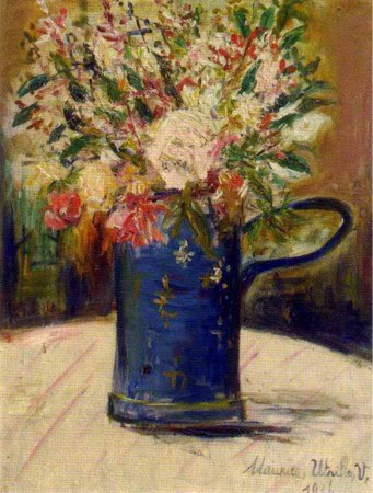 ユトリロ「青い花瓶の花束」