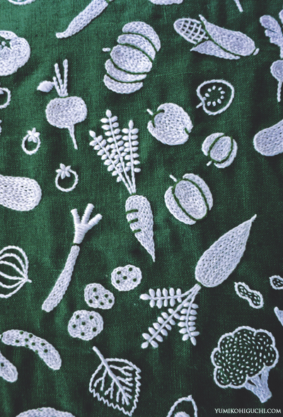 vegetables embroidery by yumiko higuchi